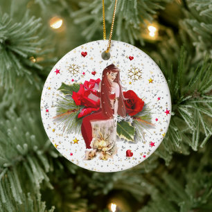 Christmas Fairy Ceramic Ornament