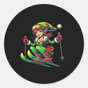 Christmas Fairy - Christmas Snowboard Skiing  Classic Round Sticker
