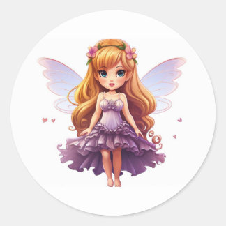 Christmas fairy classic round sticker