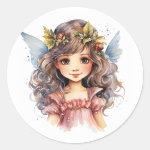 Christmas fairy classic round sticker