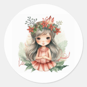 Christmas fairy classic round sticker