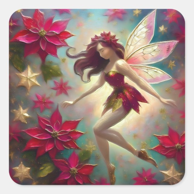 Christmas Fairy Collection - Auburn Hair Square Sticker (Front)
