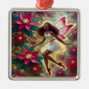Christmas Fairy Collection - Auburn Natural Hair Metal Ornament