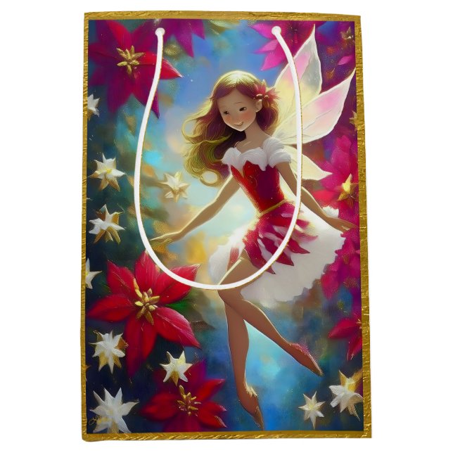 Christmas Fairy Collection - Copper Ginger Hair Medium Gift Bag (Front)