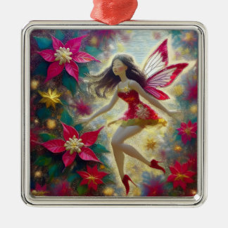 Christmas Fairy Collection - Dark Brown Hair Metal Ornament