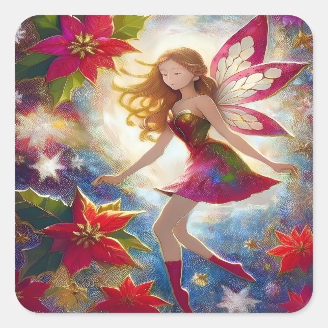 Christmas Fairy Collection - Ginger Hair Square Sticker (Front)