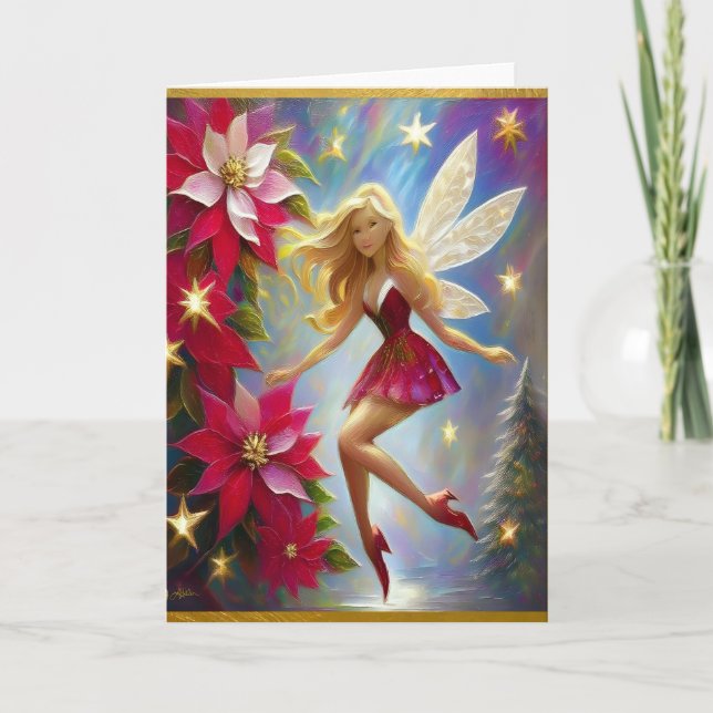 Christmas Fairy Collection - Honey Blonde Hair Holiday Card (Front)