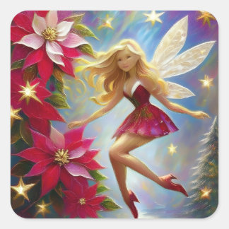Christmas Fairy Collection - Honey Blonde Hair Square Sticker