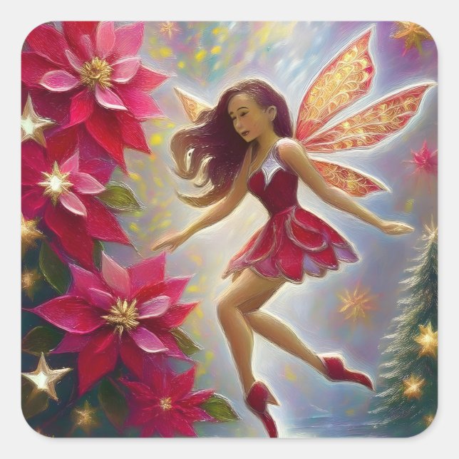 Christmas Fairy Collection - Light Auburn Hair Square Sticker (Front)