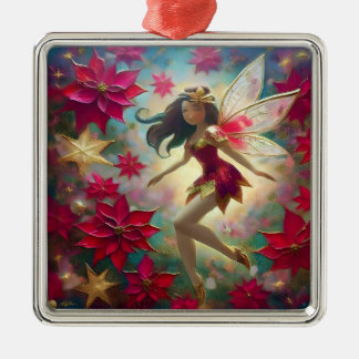 Christmas Fairy Collection - Medium Brown Hair Metal Ornament