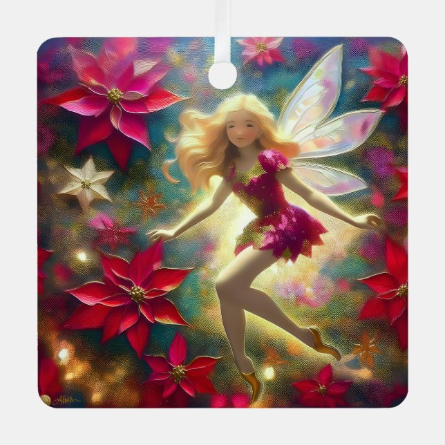 Christmas Fairy Collection - Pale Gold Blonde Hair Metal Ornament (Front)