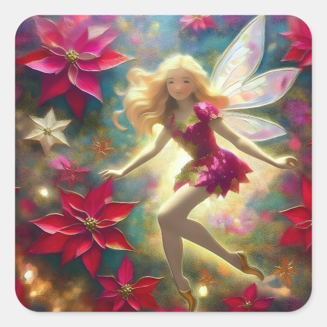 Christmas Fairy Collection - Pale Gold Blonde Hair Square Sticker (Front)