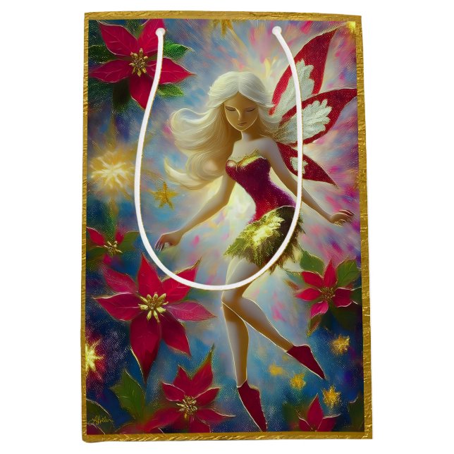 Christmas Fairy Collection - Platinum Blonde Hair Medium Gift Bag (Front)