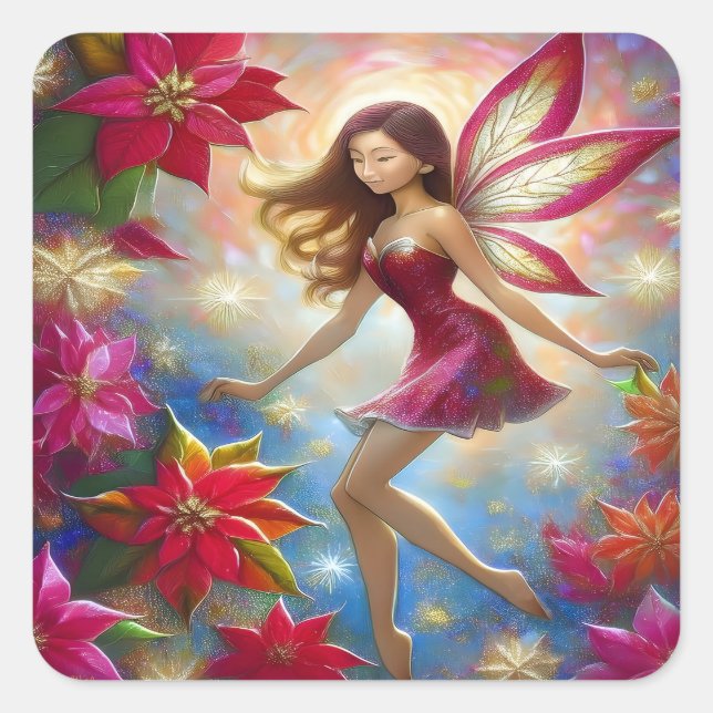 Christmas Fairy Collection - Reddish Brown Hair Square Sticker (Front)