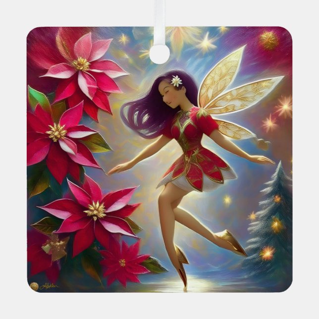 Christmas Fairy Collection - Straight Plum Hair Metal Ornament (Front)