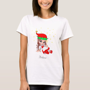 Christmas Fairy Dressed in Red & Stars T-Shirt