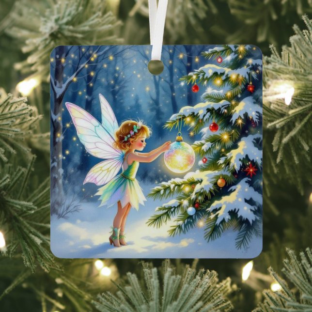 Christmas Fairy in an Enchanted Forest Metal Ornament (Insitu)