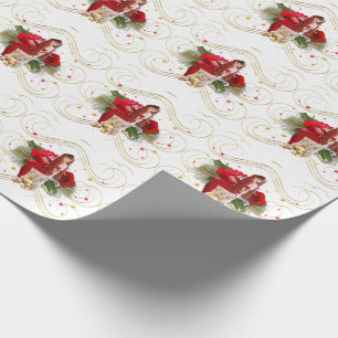 Christmas Fairy on Gold Wrapping Paper