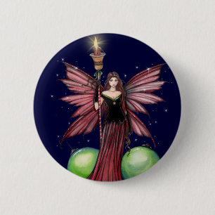 Christmas Fairy Pin Button by Molly Harrison