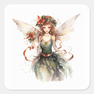 Christmas fairy square sticker