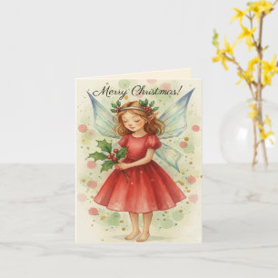 Christmas Fairy Watercolor Art Greetings  Card