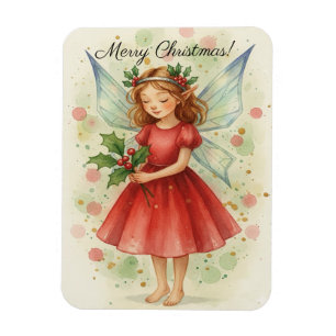 Christmas Fairy Watercolor Art Magnet