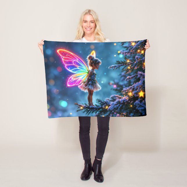 Christmas fairy winter forest festive magic fleece blanket (In Situ)
