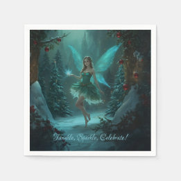 Christmas Fairy with a Spark of Magic Holiday Napkin