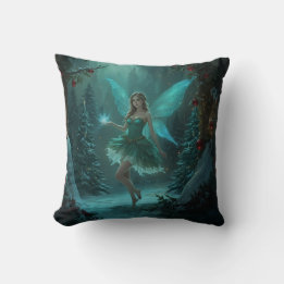 Christmas Fairy with a Spark of Magic Holiday Throw Pillow