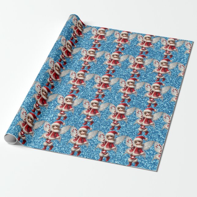 Christmas Fairy Wrapping Paper (Unrolled)