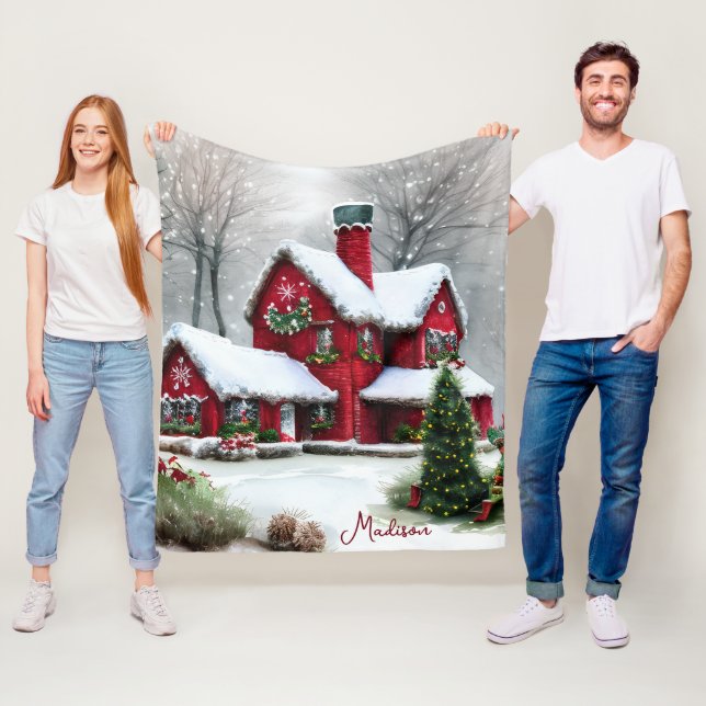 Christmas Fairytale Landscape Fleece Blanket (In Situ)