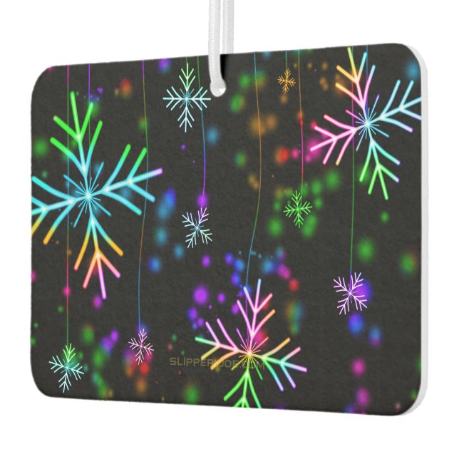 Christmas falling various neon colours snowflakes  air freshener (Left)