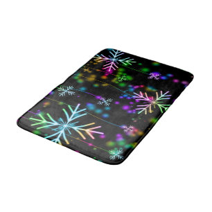 Christmas falling various neon colours snowflakes  bath mat