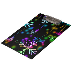 Christmas falling various neon colours snowflakes  clipboard