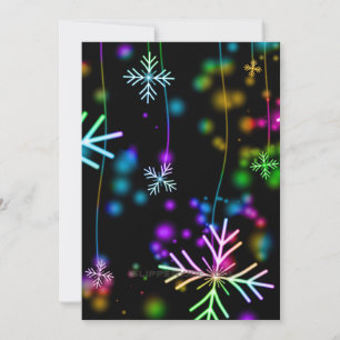 Christmas falling various neon colours snowflakes  holiday card