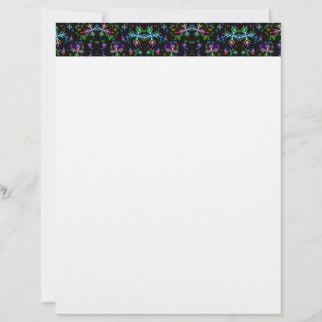 Christmas falling various neon colours snowflakes  letterhead (Front)