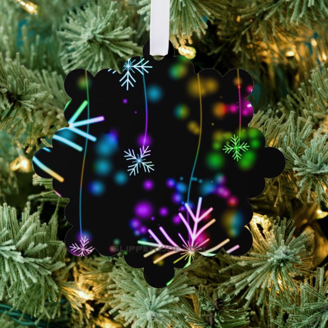 Christmas falling various neon colours snowflakes  ornament card (Insitu (Tree))