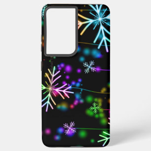 Christmas falling various neon colours snowflakes  samsung galaxy case