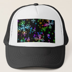 Christmas falling various neon colours snowflakes  trucker hat