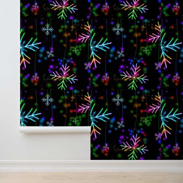 Christmas falling various neon colours snowflakes  wallpaper (Application)