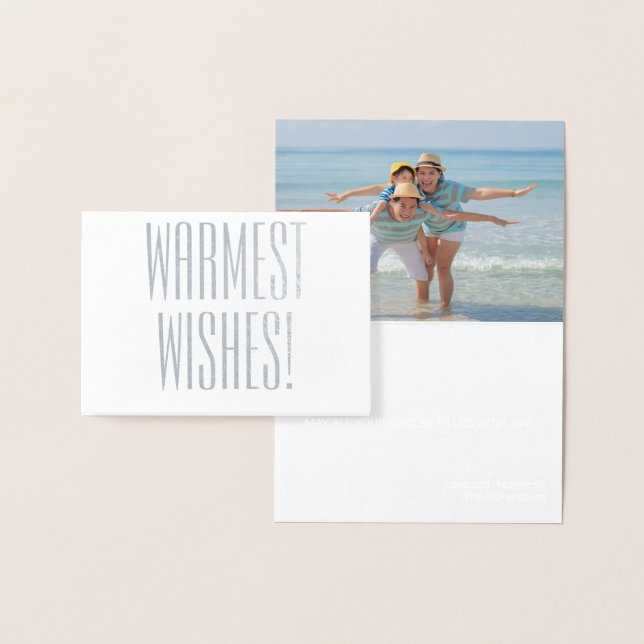 CHRISTMAS FAMILLE PLAGE CARTE PHOTO ARGENT FOIL MI (Affichage)