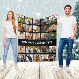 Christmas Family Custom 25 Photo College Fleece Blanket