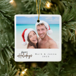 Christmas family friends simple modern tree ceramic ornament