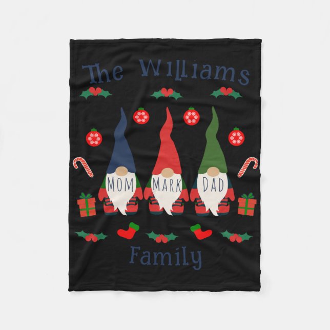 Christmas Family Gnomes Cute And Funny T Shirt  Fleece Blanket (Front)
