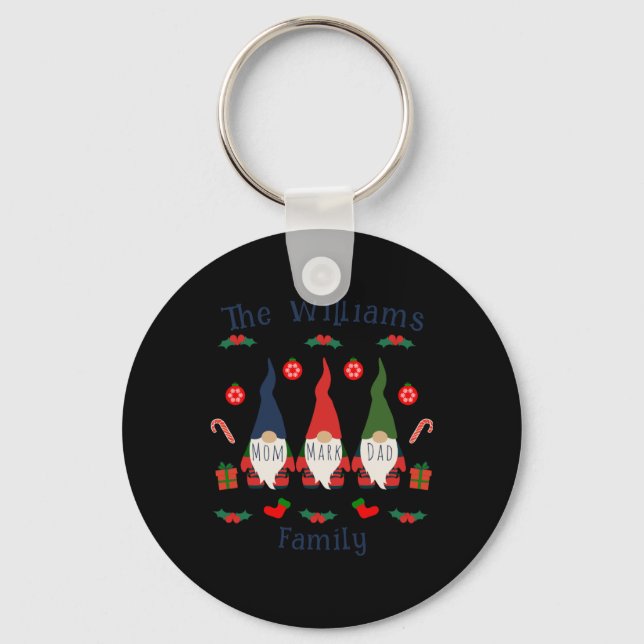 Christmas Family Gnomes Cute And Funny T Shirt  Keychain (Front)