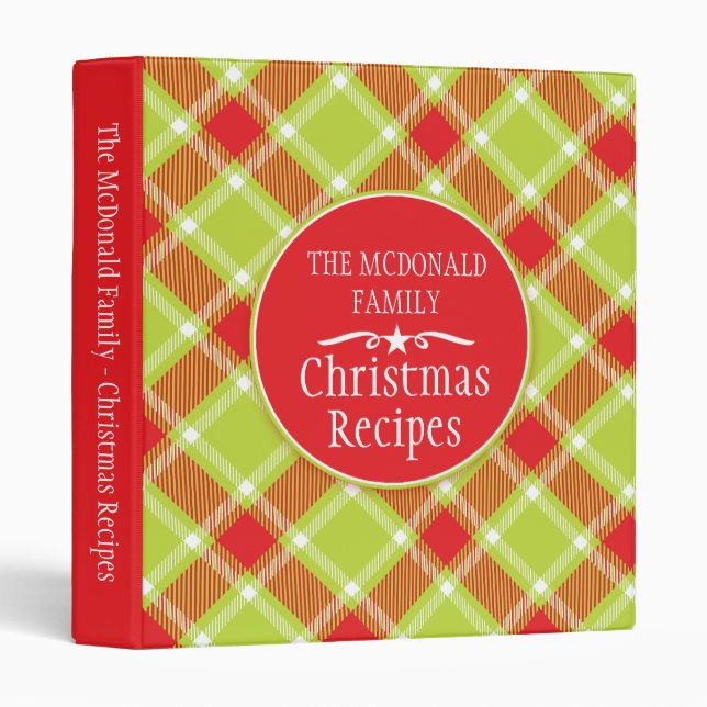 Christmas family holiday recipe tartan folder binder (Front/Spine)