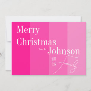 Christmas Family Hot Pink Stripe Holiday Card