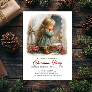 Christmas Family Invite Cute Girl Holiday Scene