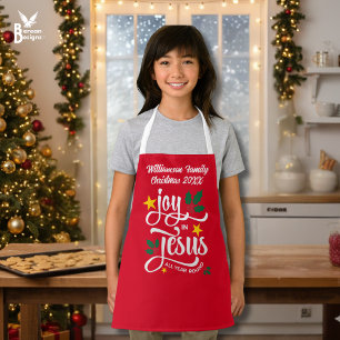 Christmas Family JOY IN JESUS Custom Christian Apron