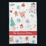 Christmas Family Kitchen Custom decor Kitchen Towel<br><div class="desc">Add a special touch to your kitchen during the Holiday season! This gorgeous Towel featuring watercolor Christmas elements will add a marvellous festive touch to your kitchen.</div>